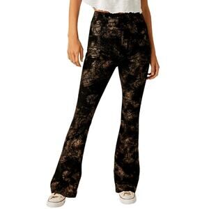 NWT Free People Jayde Metallic Printed Flare Jeans Size 27